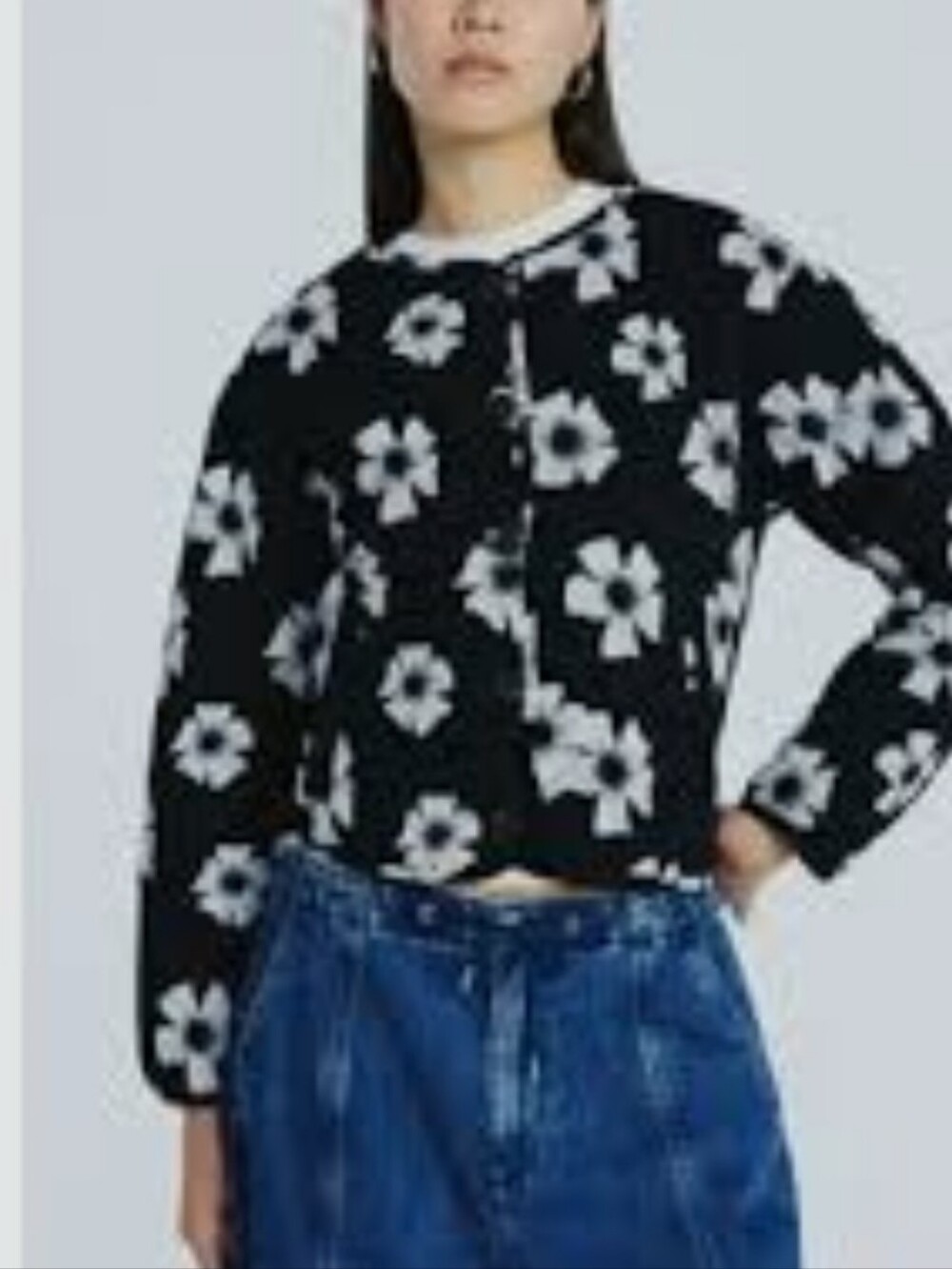 Scoop Black Quilted Puff Floral Button Jacket - White Flowers NwT Sz XXL - Picture 11 of 11